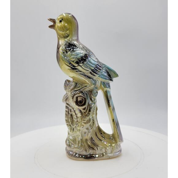 Vintage Iridescent Blue Bird 7" Glazed Ceramic Figurine Sculpture Mid Century - Picture 2 of 8